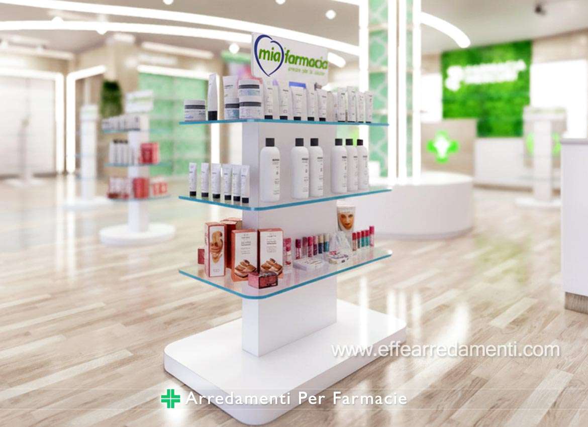 Gondole Per Farmacie con Piani Vetro sagomati Gondole Per Farmacie con Piani Vetro sagomati